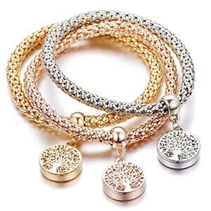 Crystal Tree Image Charms Multilayer Bracelets - 3PCS Gold/Silver/Rose Gold Corn